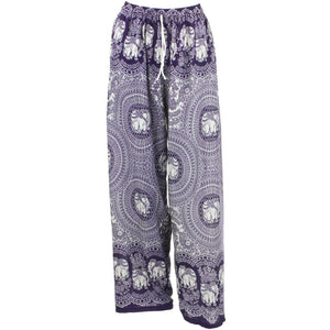 Loose Ali Baba Harem Elephant Trousers Pants - Purple Circles