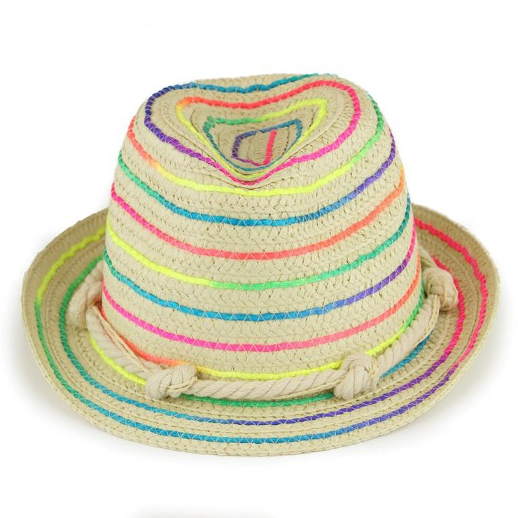 Straw Paper Trilby Hat - Rainbow