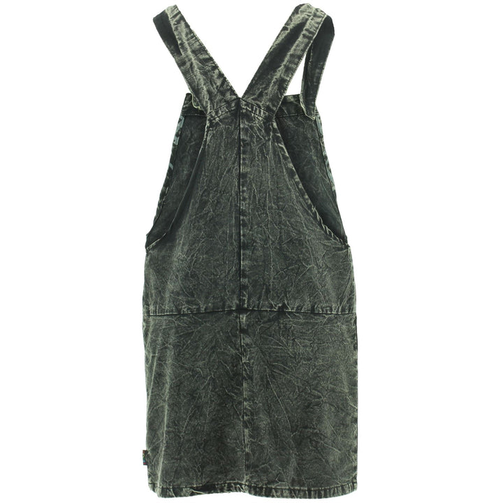 Screen Print Dungaree Dress - Black