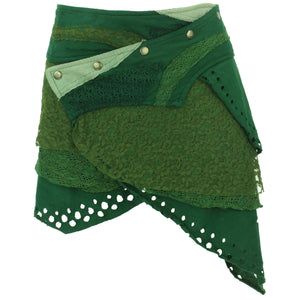 Asymmetrisk kort popper-nederdel - grøn