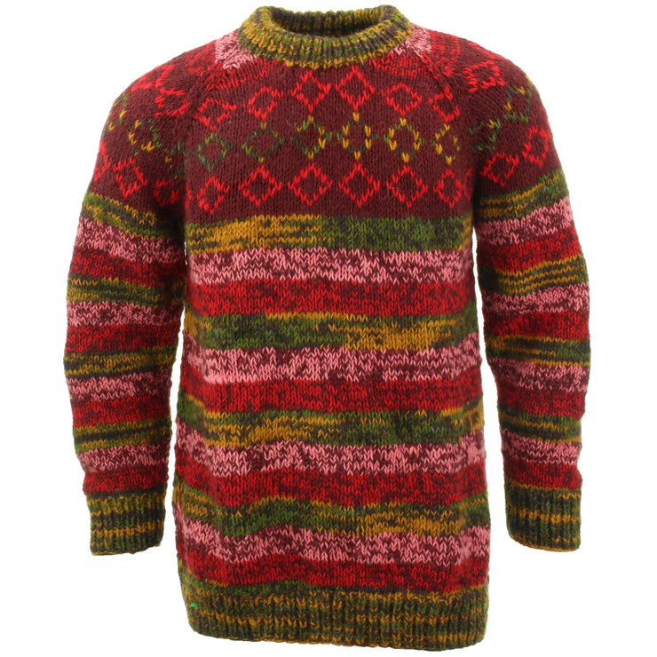 Hand Knitted Wool Jumper - Diamond SD Red