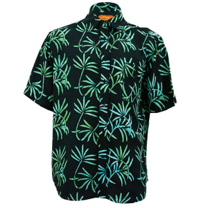Regular fit kortærmet skjorte - tropisk blad - sort