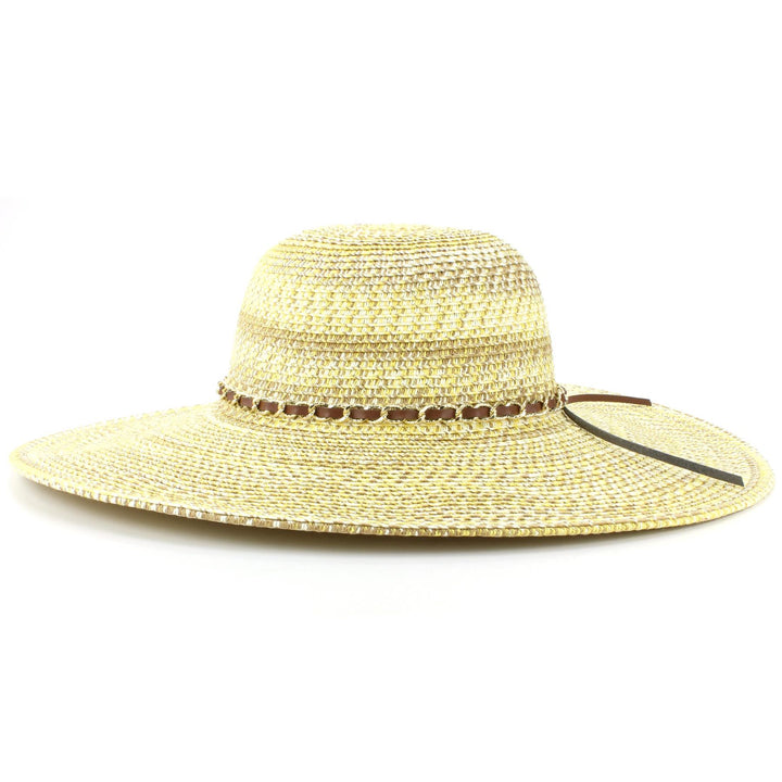 Ladies Straw Wide Brim Floppy Hat - Naural