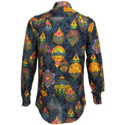 Regular Fit Long Sleeve Shirt - Black with Colourful Baubles