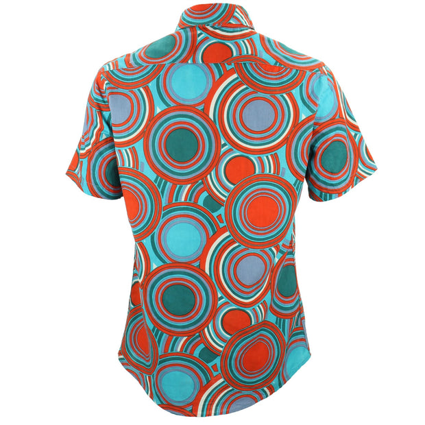 Tailored Fit Short Sleeve Shirt - Retro Circle Red Teal