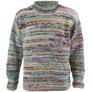 Grob gestrickter Space-Dye-Pullover aus Wolle – Grau