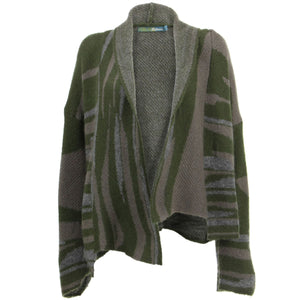 Wool Blend Knit Cardigan med sjalkrave - Grøn Grå