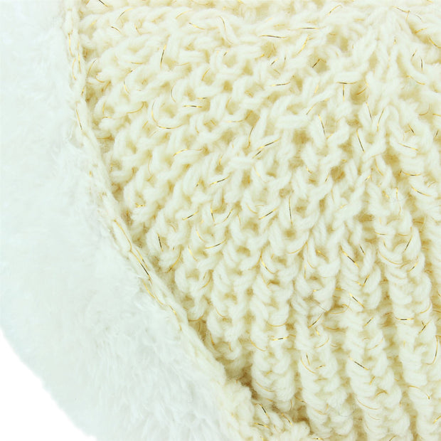 Acrylic Knit Fleck Beanie Hat - White