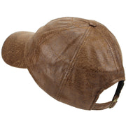 Leather Effect Baseball Cap - Brown