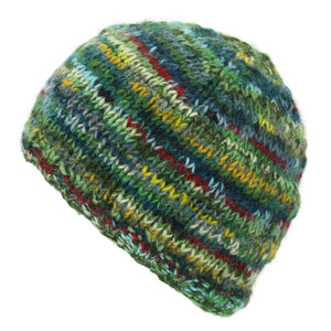 Wool Knit Beanie Hat - SD Green Mix