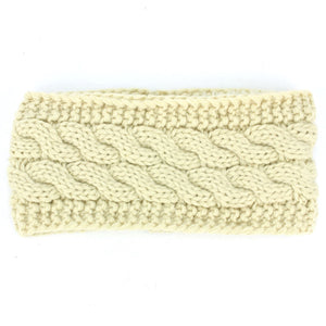 Gestricktes geripptes Stirnband – Creme