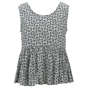 Ruched Box Top - Black Daisy
