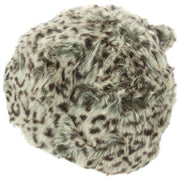 Animal Print Beanie Hat with Ears - Brown