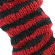 Chunky Wool Knit Leg Warmers - Red & Black