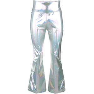 Pantalon flare métallisé brillant - argent