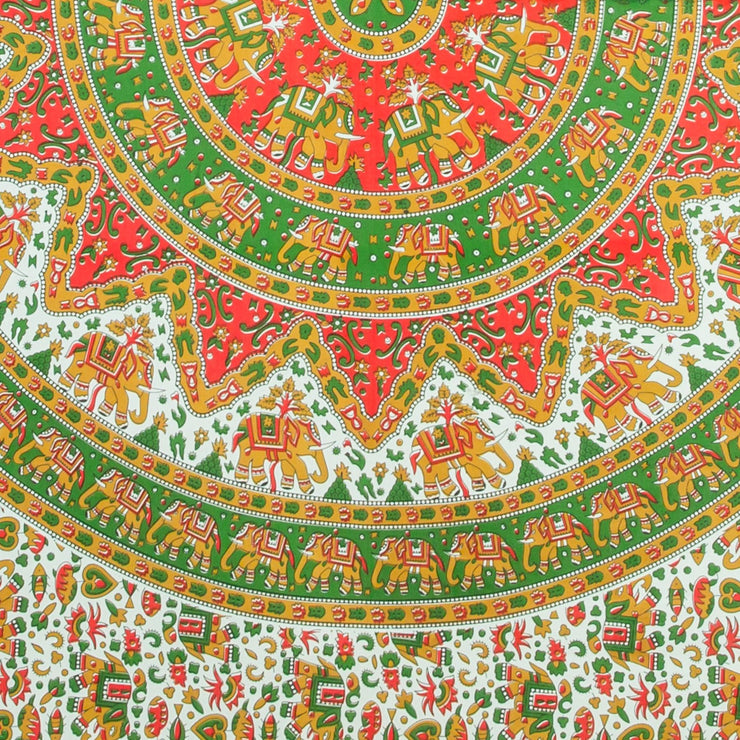 Block Printed Mandala Wall Hanging - Emerald Red