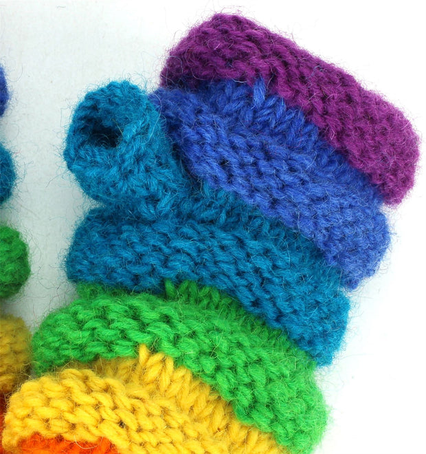 Wool Knit Arm Warmer - Ruched - Rainbow