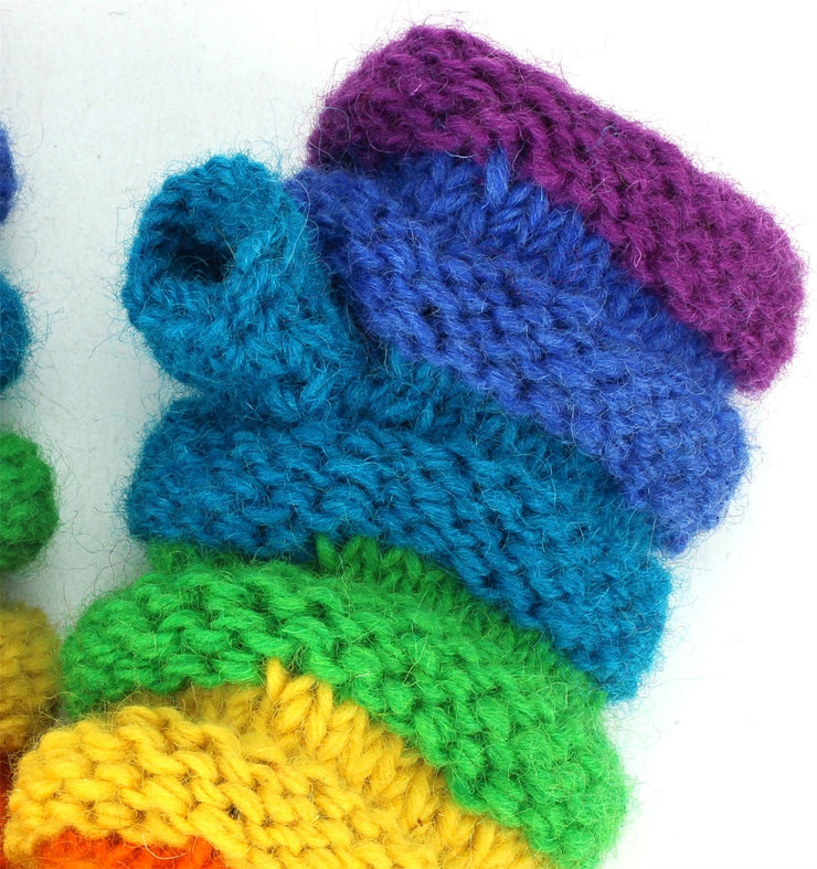 Wool Knit Arm Warmer - Ruched - Rainbow