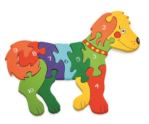 Puzzle en bois - Chiffre chien