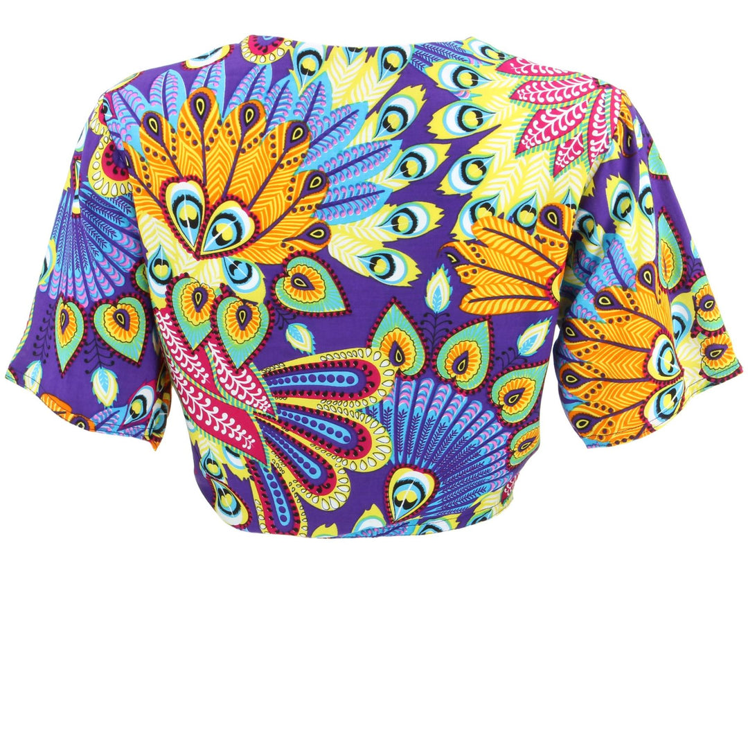 Tropical Hawaiian Tie Front Top - Purple