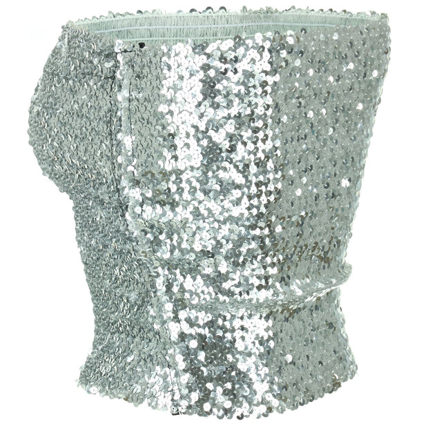 Sequin Strapless Top - Silver