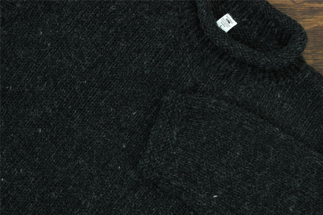 Hand Knitted Wool Jumper - Plain Charcoal