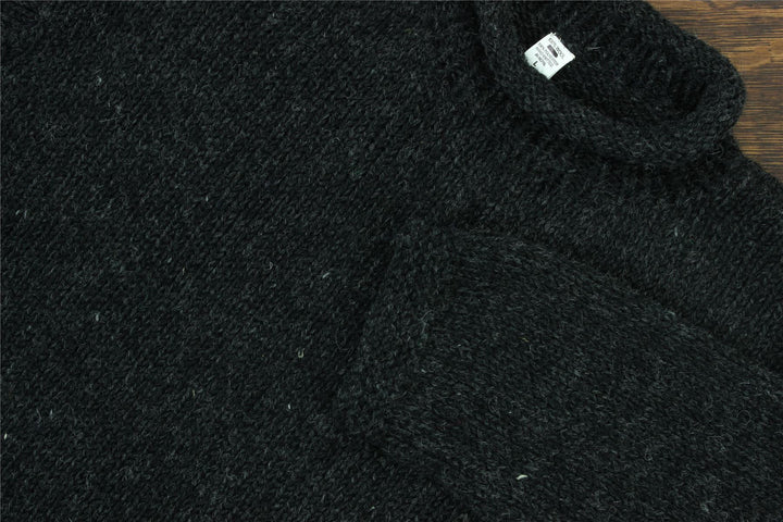 Hand Knitted Wool Jumper - Plain Charcoal