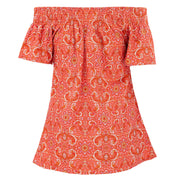 Shirred Super Top - Red Damask