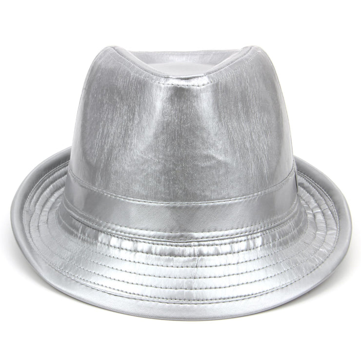 Shiny PU leather trilby hat - Silver