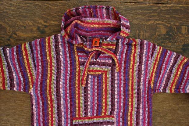 Recycled Mexican Baja Jerga Hoody - Pink Mix