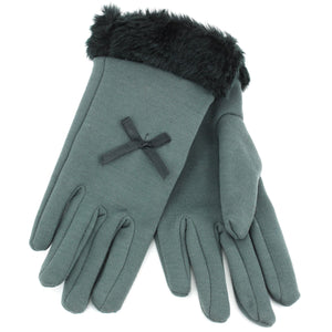 Handschuhe mit Pelzmanschetten – grau