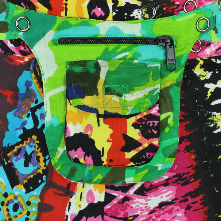 Reversible Popper Wrap Children's Size Mini Skirt - Psychedelic Snakeskin / Camo Leaf