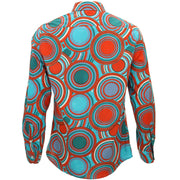Tailored Fit Long Sleeve Shirt - Retro Circle Red Teal