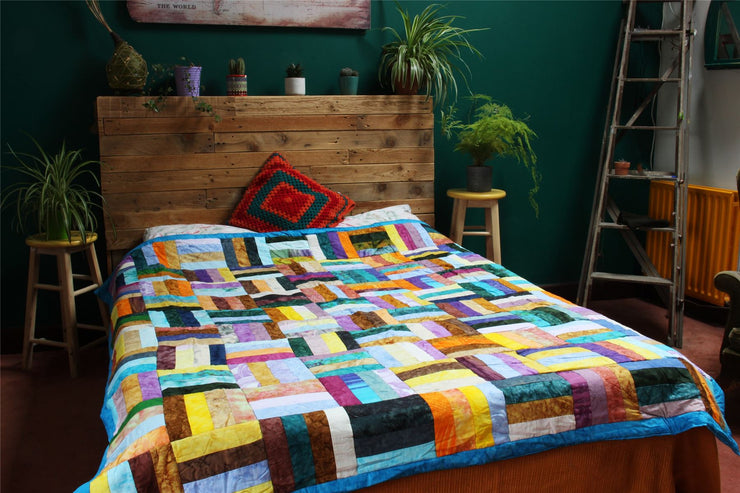 Handmade Quilted Patchwork Batik Printed Bedspread
