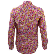 Tailored Fit Long Sleeve Shirt - Multi-coloured Floral on Purple