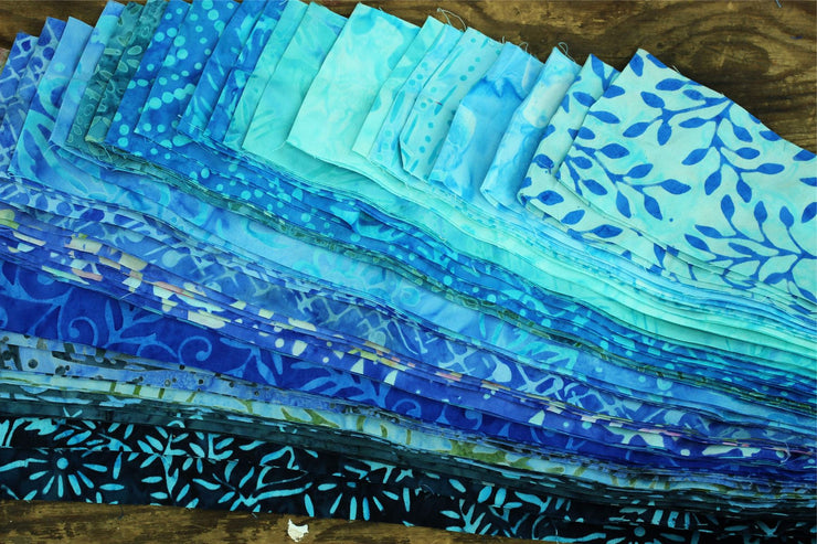 Cotton Batik Pre Cut Fabric Bundles - Jelly Roll  - Blue Slate