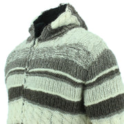 Chunky Wool Multi Knit Hoodie - Natural
