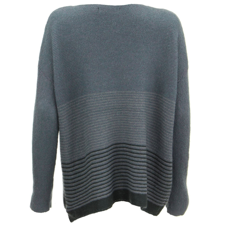 Wool Blend Knit Jumper with Fine Stripe Design - Blue