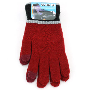 Zweifarbige Touchscreen-Handschuhe – Kastanienbraun