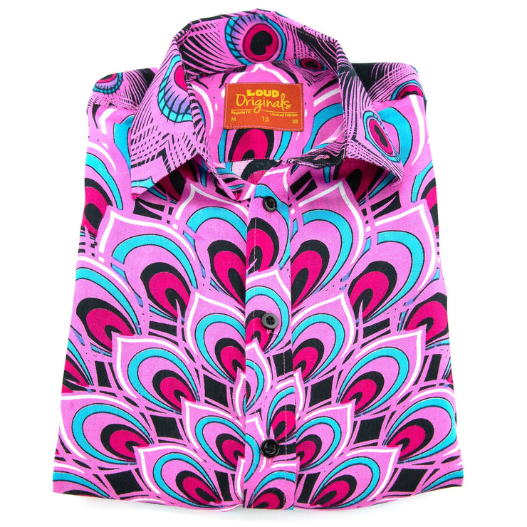 Regular Fit Short Sleeve Shirt - Peacock Mandala - Pink