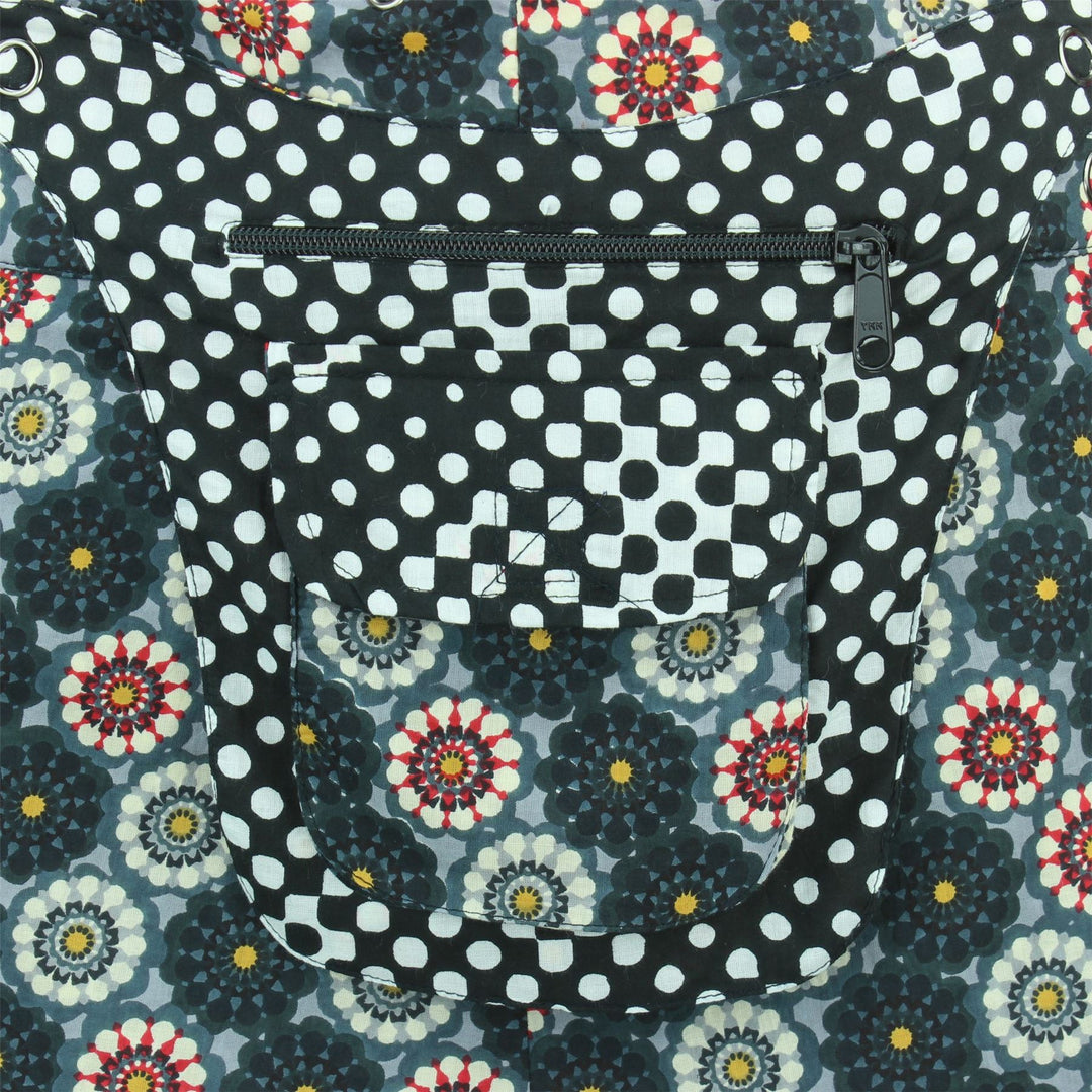 Reversible Popper Wrap Mini Skirt - Kaleidoscope / Mono Dots