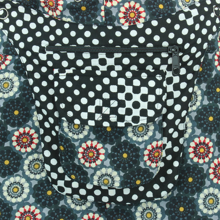 Reversible Popper Wrap Mini Skirt - Kaleidoscope / Mono Dots