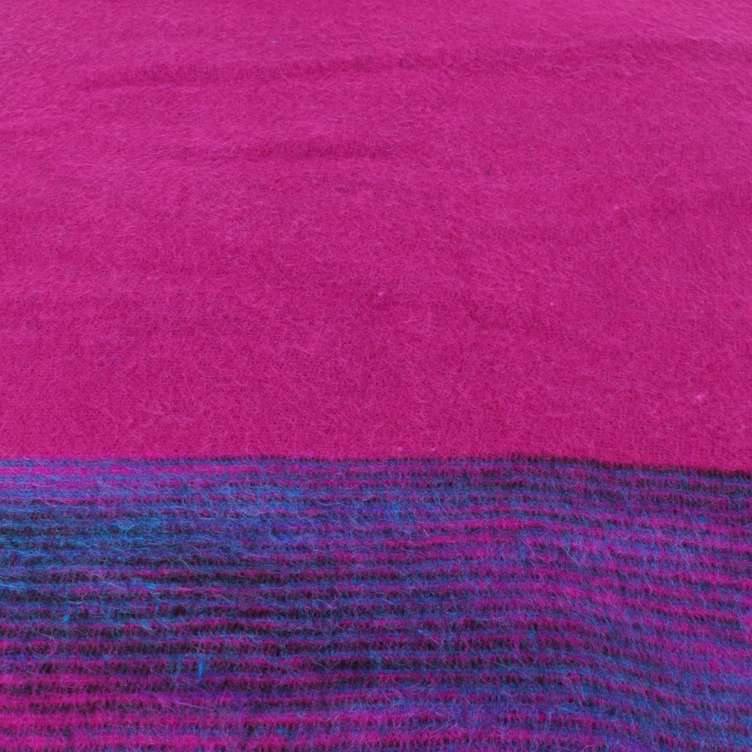 Tibetan Wool Blend Shawl Blanket - Pink with Purple Reverse
