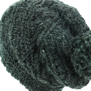 Wool Knit Bobble Beanie Hat - Charcoal Grey