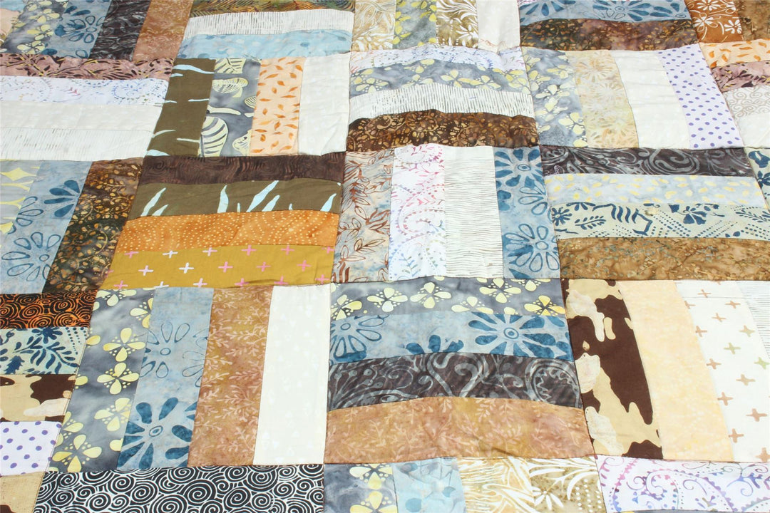 Handmade Quilted Patchwork Batik Printed Bedspread