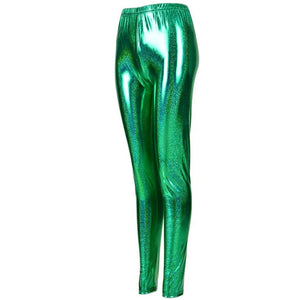 Glänzende Leggings - grün