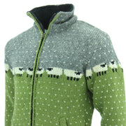 Chunky Wool Knit Animal Hoodie - Sheep - Green