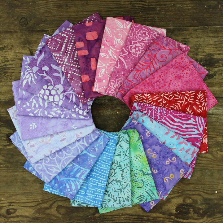 Cotton Batik Pre Cut Fabric Bundles - Fat Quarter - Shades of Purple