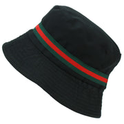 Canvas Bucket Hat - Black Red Green Stripe