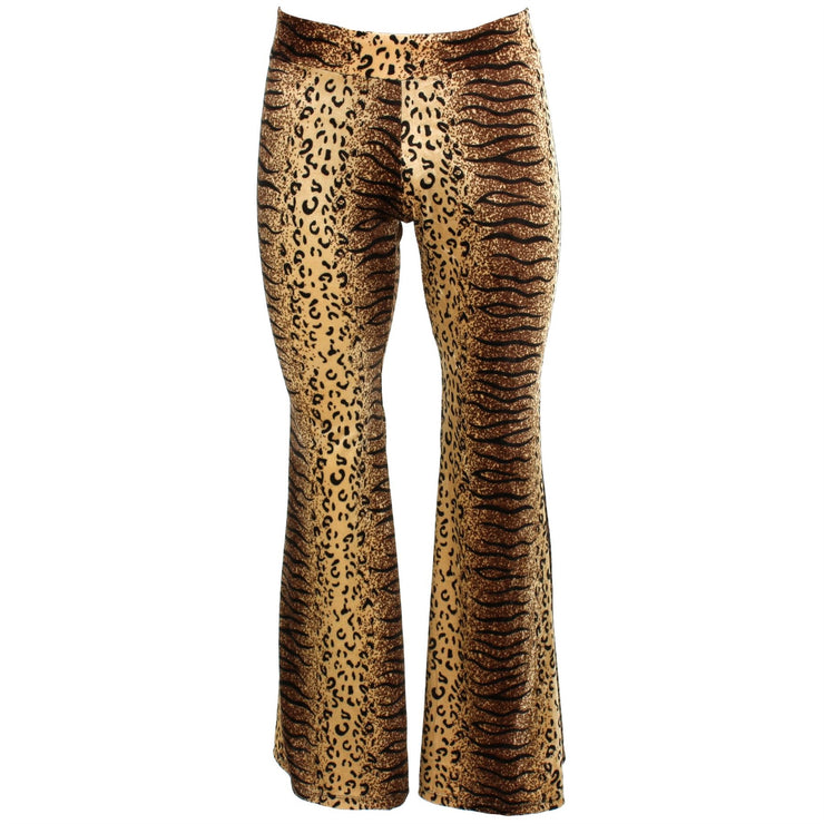 Velvet Flares Trousers - Leopard